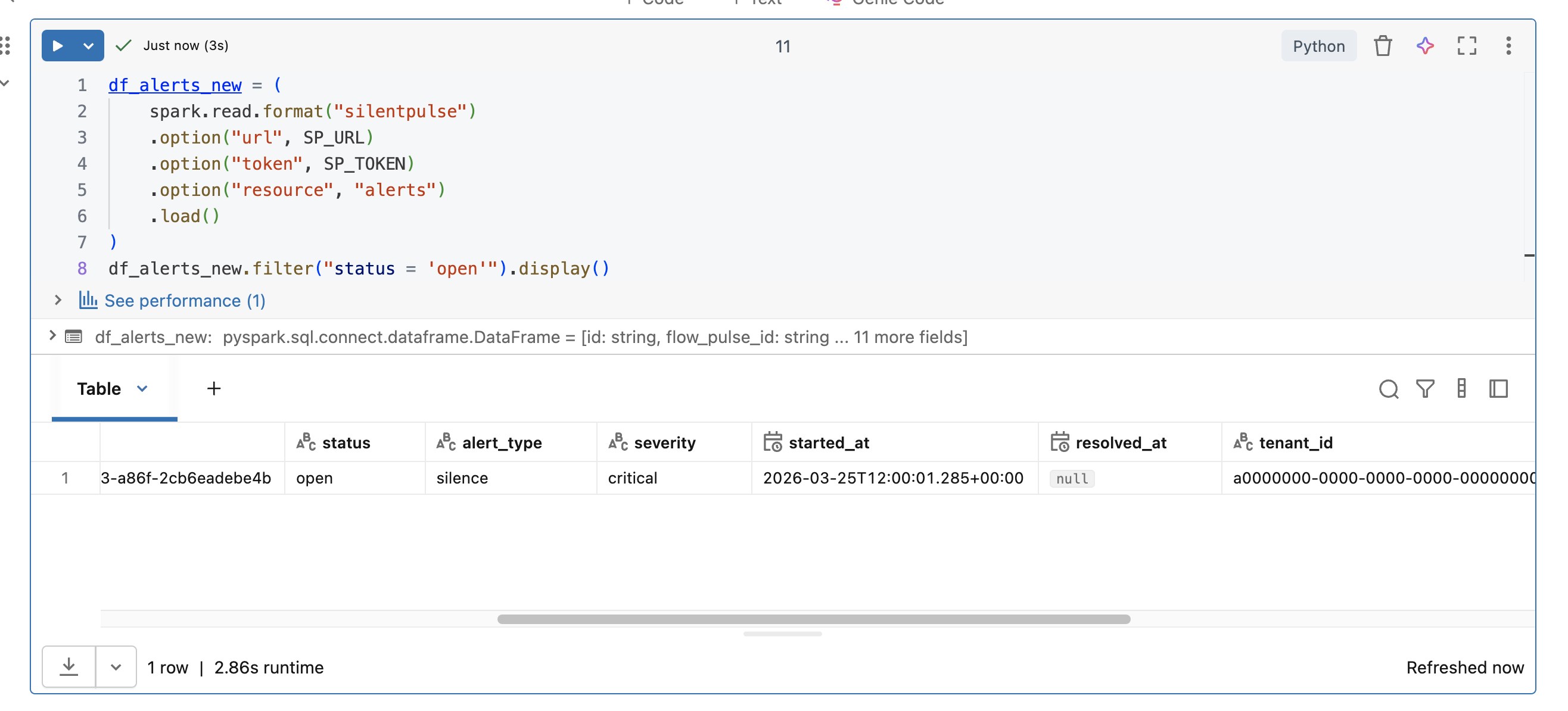 New active alert for host3b visible in Databricks